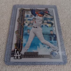 Baseball Trading Card with Player in White and Blue Uniform